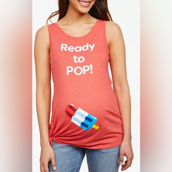 NWOT* Motherhood Maternity Women’s M “Ready to Pop” Heathered Red Sleeveless Top - Picture 2 of 14